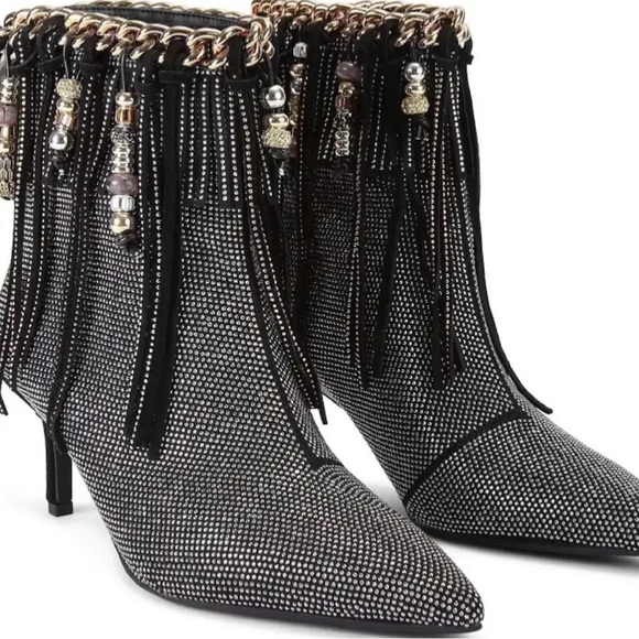 Kurt Geiger Shoes - Kurt Geiger Fringe Crystal-Embellished Pointed Toe Women’s Boots Size 37